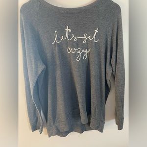 Secret Treasures gray “lets get cozy” pajama shirt size M